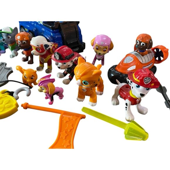 Paw Patrol Collectible Figures & Vehicles Lot Chase Skye Rocky Toy Bundle - Picture 4 of 6